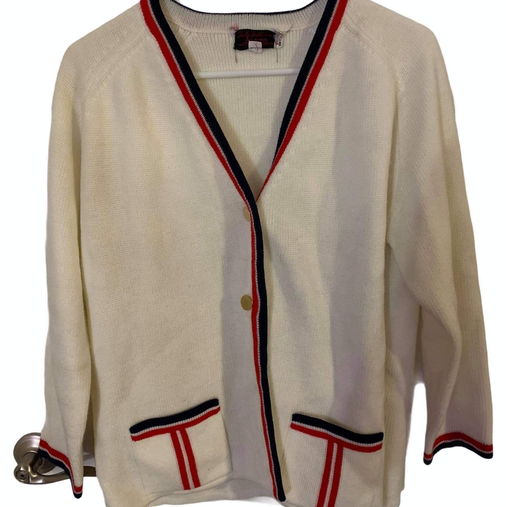 White red cardigan fully fashion Asian size XL